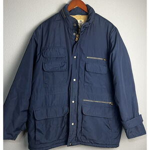 Vintage Sears Fieldmaster Mens Size XL Down Puffer Coat Jacket Parka Blue Hooded
